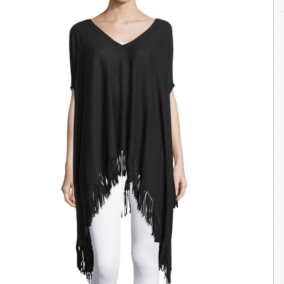 NWT Minnie Rose Thick Cotton Fringe Long Poncho